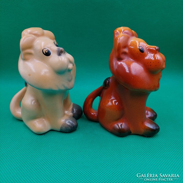 Rare collectible Bodrog Kresztúr ceramic lion figurines