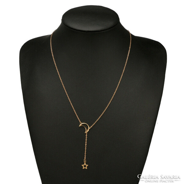 Nym53 - gold colored open necklace with moon and star pendant