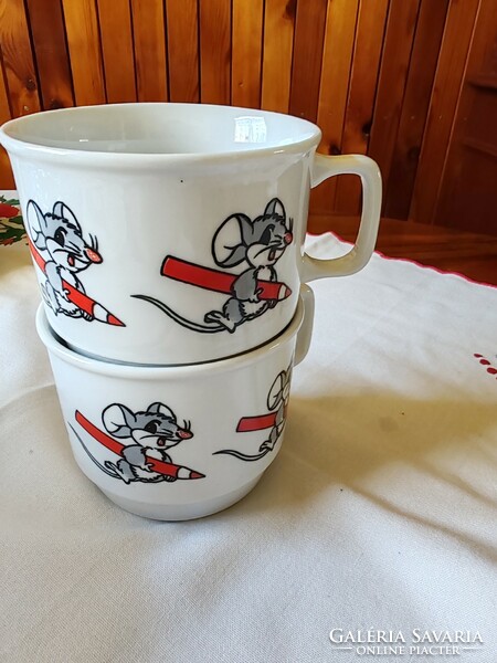 Zsolnay children's mug with mouse pencil