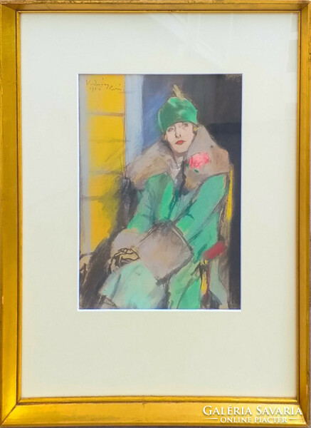 Vadász Endre (1901 - 1944) : Hölgy zöld sapkában