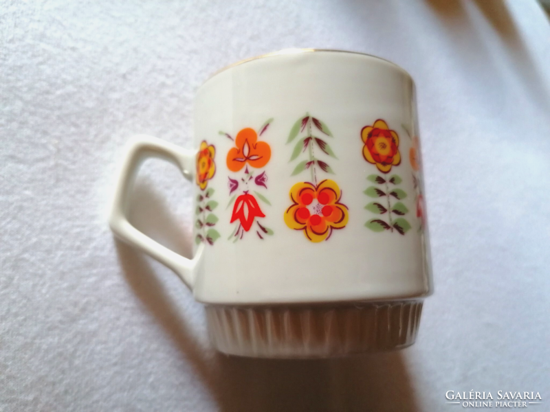 Zsolnay, retro, orange flower pattern mug 38.