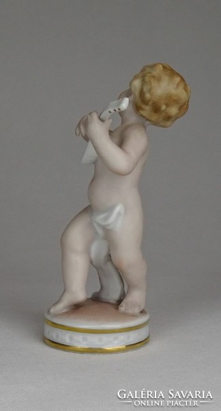 V221 Schaubach kunst porcelán zenélő kisfiú