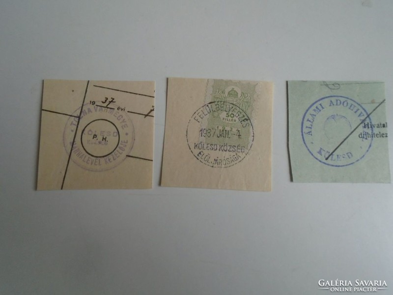 D202355 KÖLESD régi bélyegző-lenyomatok 3   db.   kb 1900-1950's