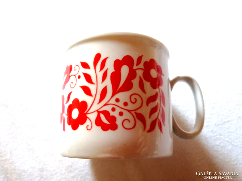 Zsolnay, red, Hungarian, folk pattern mug 32.