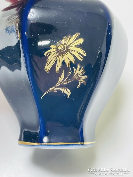 Hollóházi kék fedeles váza