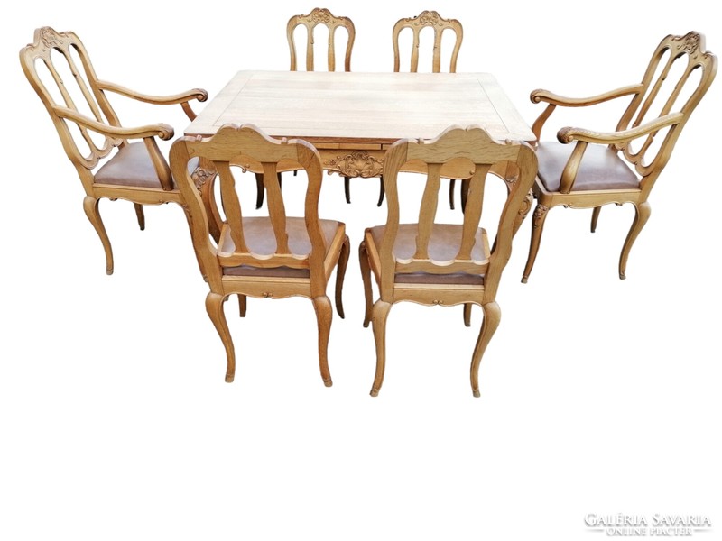 Antik neobarokk étkező (asztal+6 szék)