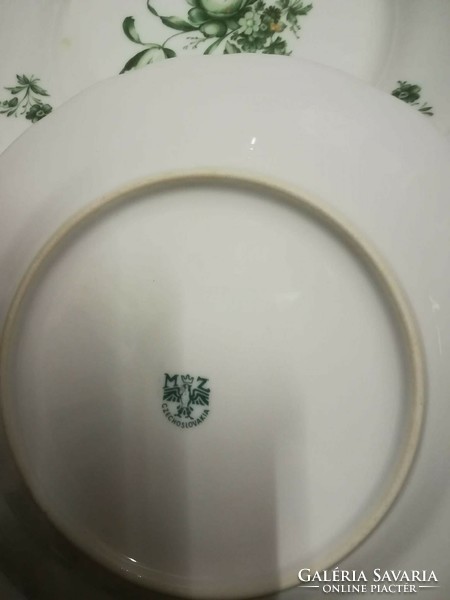 Zöld rózsa mintás porcelán /MZ/ süteményes tányér