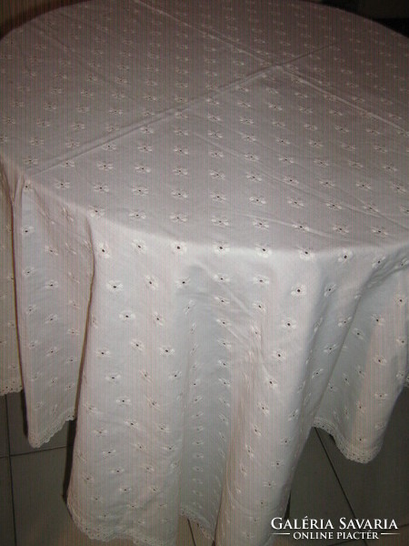 Beautiful floral white madeira tablecloth