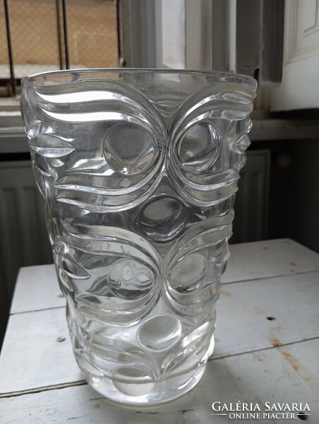 Retro Italian pressed glass vase flawless 1960s - fidenza/nice model - 22cm art deco style