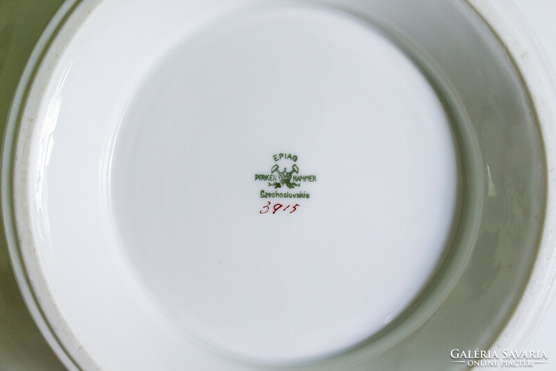 Epiag-Pirkenhammer porcelain pedestal bowl with violet pattern. Collector's rarity.