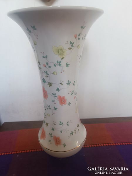 Huge unique floral hand-painted Hólloháza porcelain vase 43cm