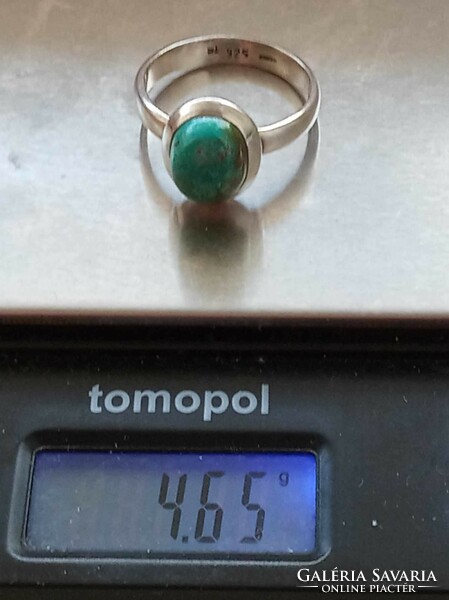 Chrysokolla 925 sterling silver ring size 58
