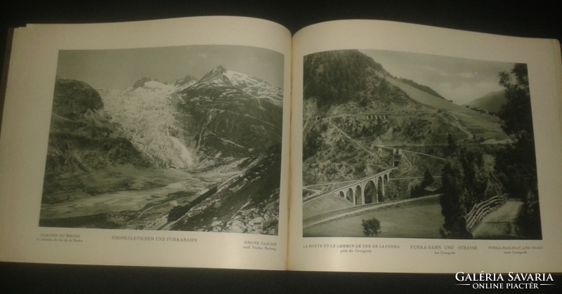 1928 Gotthard Furka-Grimsel 38 fényképoldals album füzet / útikönyv