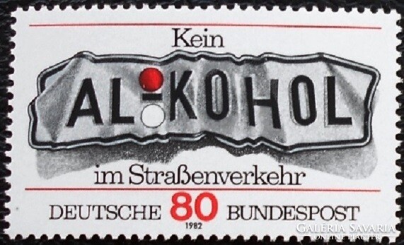 N1145 / Németország 1982 Az alkohol és a közlekedés bélyeg postatiszta