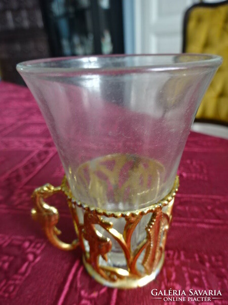 Four pieces are for sale together. Brandy cup in a metal holder, height 7.5 cm. He has!