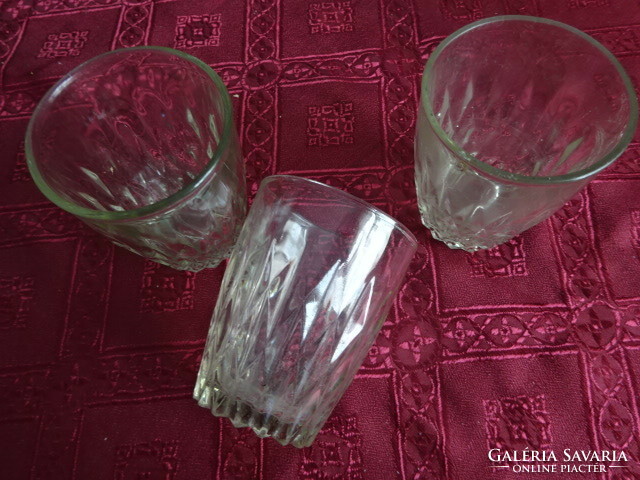 Thick-walled glass cup, height 8 cm, diameter 6.5 cm. Three pieces. He has!