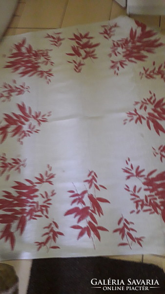 Beige floral linen large strong tablecloth 155x120cm. Novel
