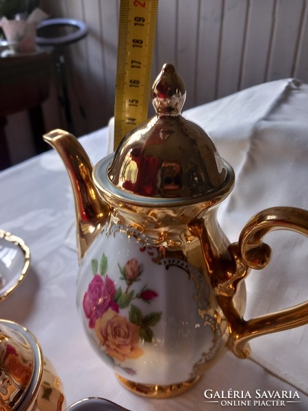 German Bavarian 24-carat gold-plated coffee set for 5 people.