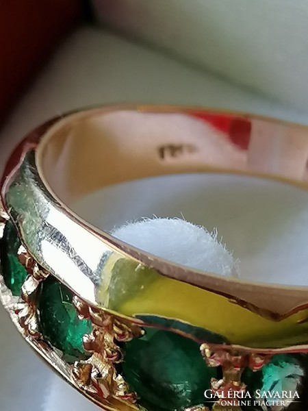 18 karátos smaragd drágaköves arany gyűrű