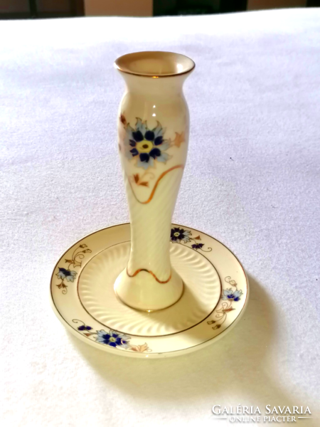 Candlestick with Zsolnay cornflower pattern