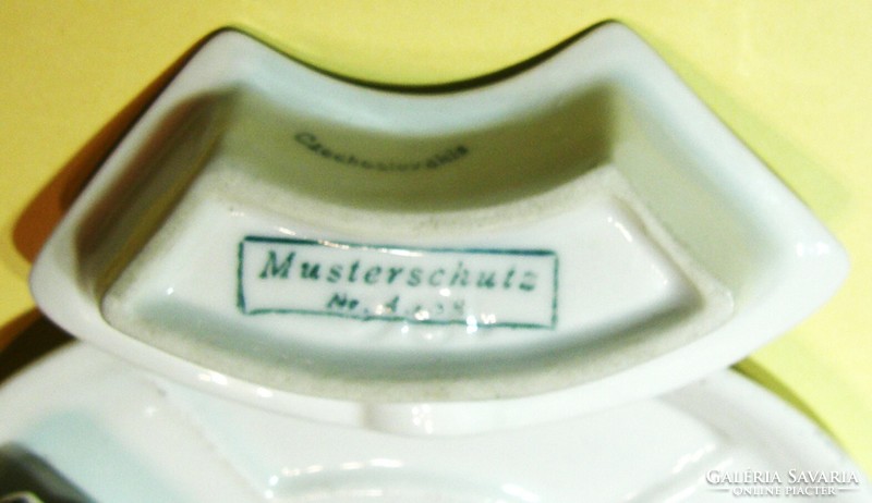 Card pattern smoking set - mustercshutz porcelain from the 20s