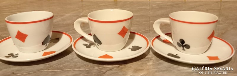 Zsolnay francia kártya mintás kávés csészék
