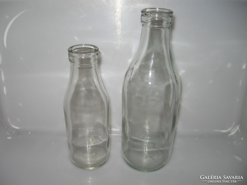 Old half and one liter milk bottles