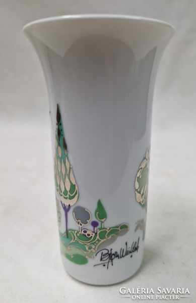 Beautifully painted and gilded art deco style rosenthal björn wiinblad vase marked 10 cm.
