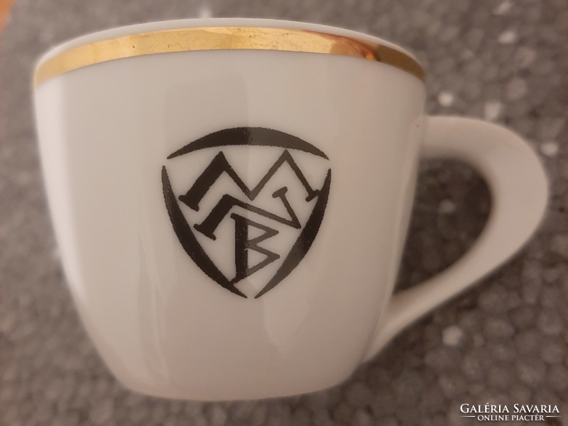 Zsolnay coffee cup mnb (Hungarian national bank) inscription, logo coffee cup