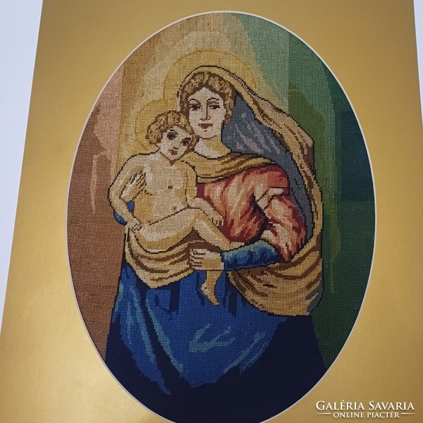 Jézus és Mária antik Szent kép - tű gobelin