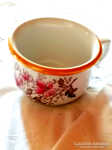 Old hand-painted koma cup with pink flowers 3.