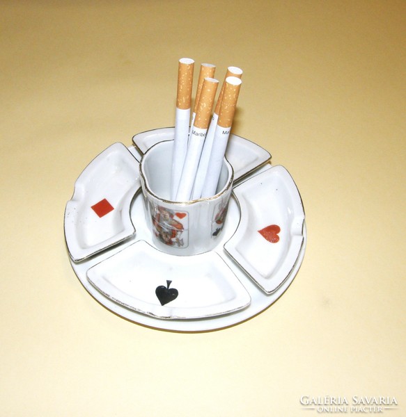 Kártyamintás dohányzó készlet - MUSTERCSHUTZ porcelán 20-as évekből