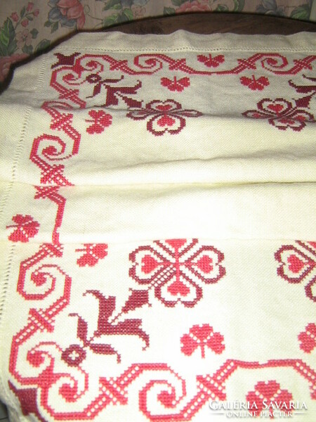 Beautiful hand embroidered woven tablecloth running