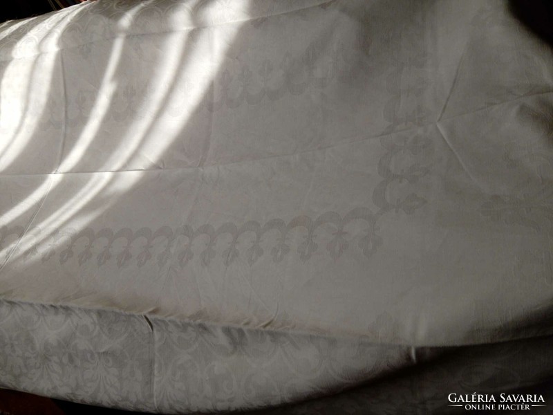 Old, snow-white damask tablecloth, 230x130