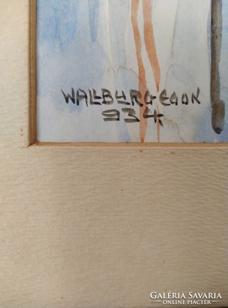 Wallburg Egon 1934 akvarell Pipázó gulyás