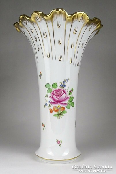 1R046 Petit bouquet de rose nagyméretű Herendi porcelán tölcsér váza 36.5 cm