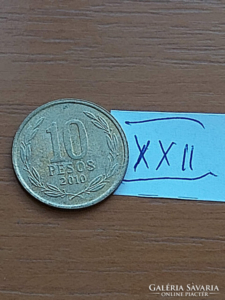 Chile 10 pesos 2010 nickel-brass bernardo o'higgins xxii
