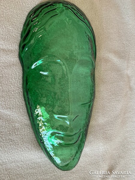 Zöld üveg maszk falidísz (U0035)