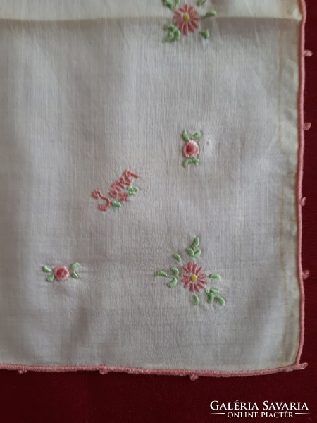 Embroidered handkerchief with jute monogram