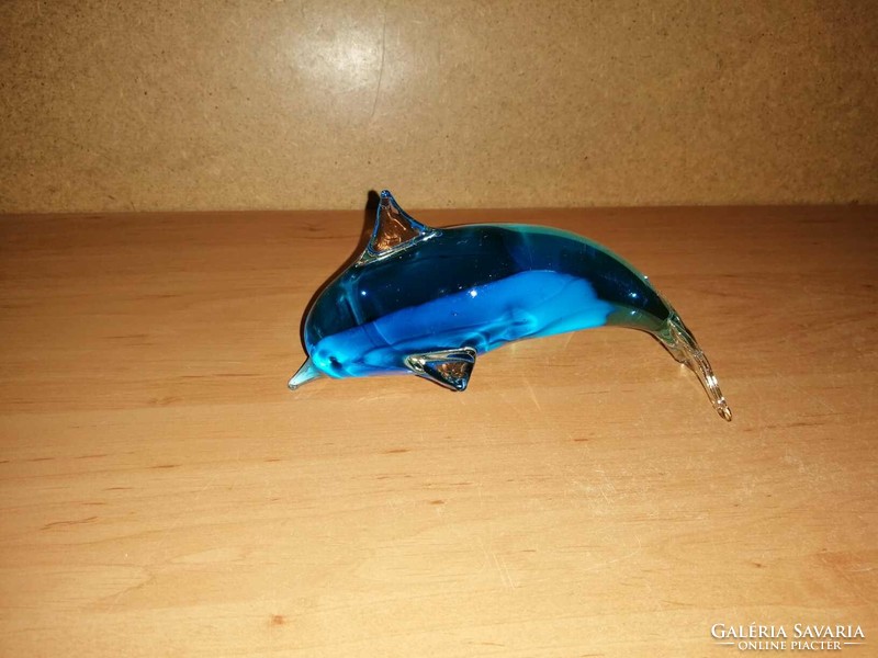 Kék, tömör üveg delfin (18/d)
