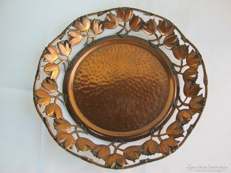 Copper bowl with openwork flower decoration