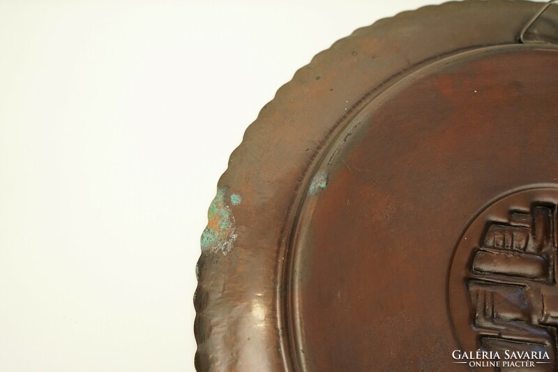 Retro copper metalwork wall plate / mid century / retro old