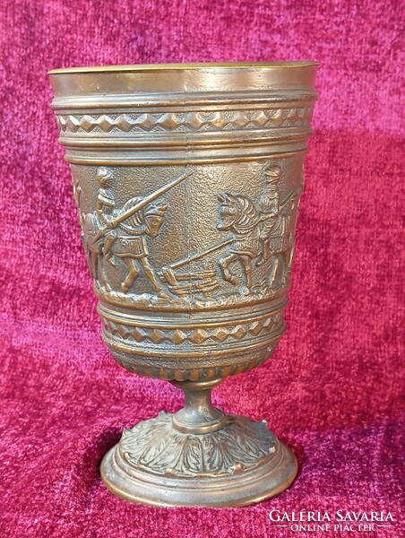 Knight scene bronze cup, chalice