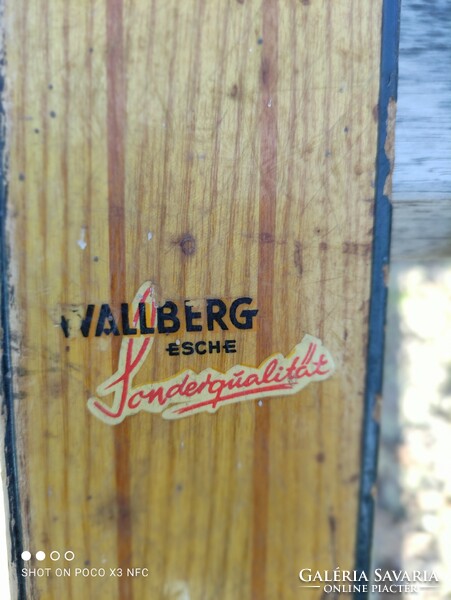 Antique wooden marked ski vöstra-sky