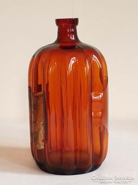 Antik régi barna Zwack &Co Budapest italos palack különleges bordázott forma extrém RITKA, gyűjtői