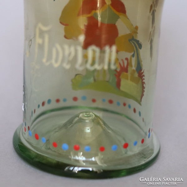 19th-century enamel-painted glass on holy flora