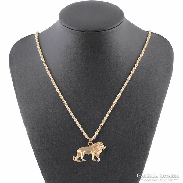 Nym40 - golden lion pendant with twisted necklace 37x25mm