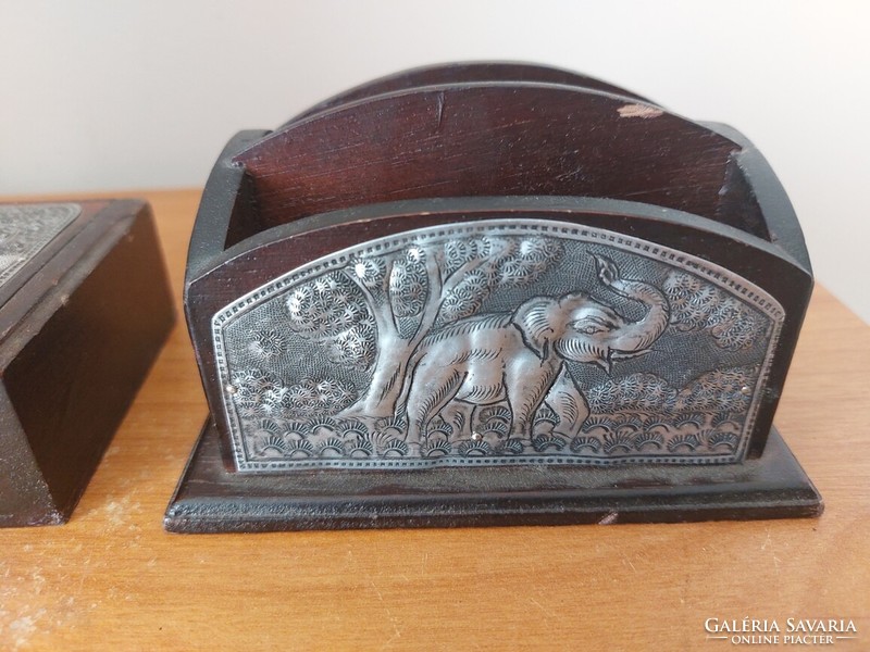 (K) small elephant box and holder oriental. 2 in one.