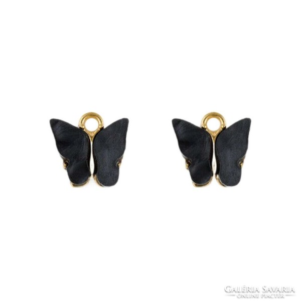 Med23 - black butterfly pendant, earrings 15x12mm