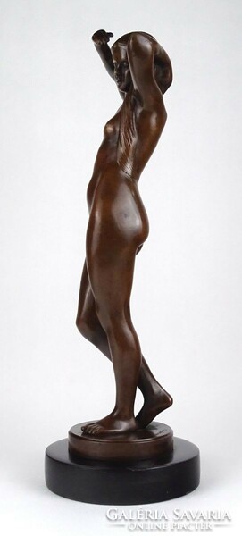 1Q828 Gondos József : Bronz női akt szobor márvány talapzaton 45 cm